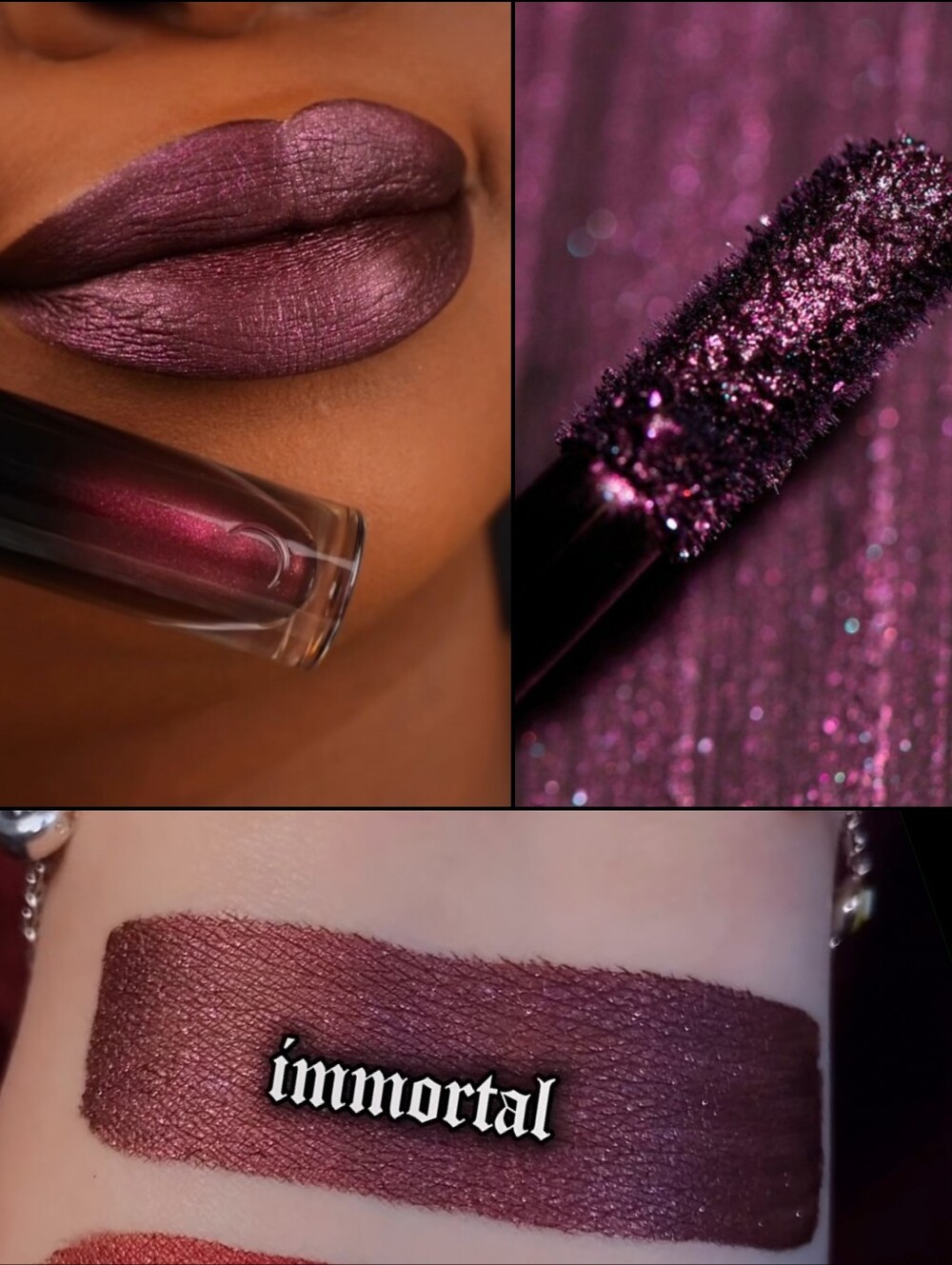NEW Black Moon Cosmetics Immortal Blackened Purple Metallic Lipstick NWOB